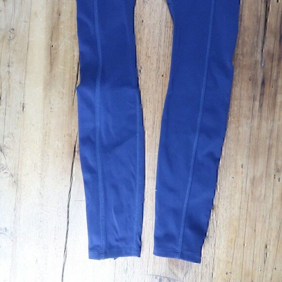 FABLETICS MOTION 365 NAVY BLUE LEGGINGS WITH YELLOW CONTRASTING ZIPPERS SIZE XS - Picture 6 of 11